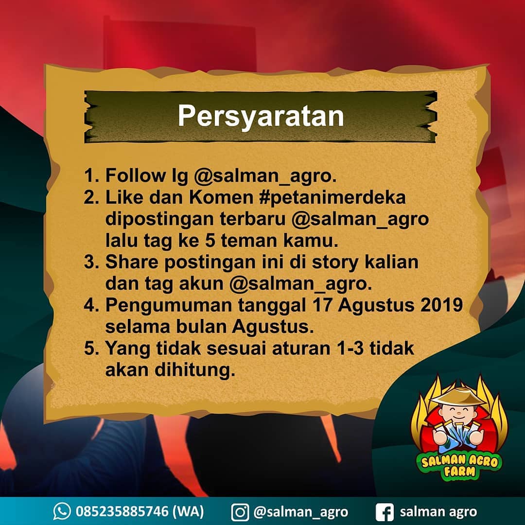 giveaway kemerdekaan Indonesia oleh Salman Agro Farm
